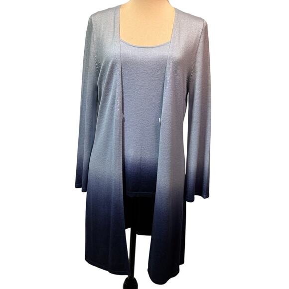 DANA BUCHMAN Women's 2-piece Cashmere Silk Blend Duster Cardigan Top SweaterL